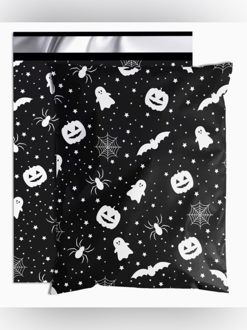 30 6” x 9” Halloween Bat, Ghost, Spider, & Web Poly Mailers